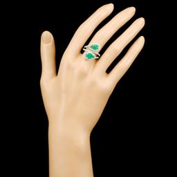 18K Gold 1.80ct Emerald & 0.76ctw Diamond Ring