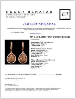 14K Gold 0.63ctw Fancy Diamond Earrings