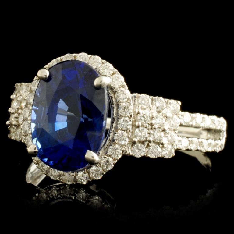 18K Gold 3.23ct Sapphire & 0.48ctw Diamond Ring