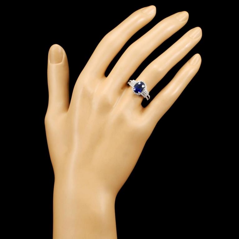 18K Gold 3.23ct Sapphire & 0.48ctw Diamond Ring