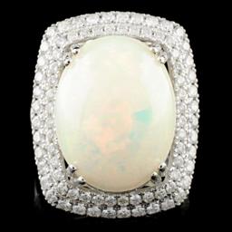 14K Gold 8.45ct Opal & 1.37ctw Diamond Ring