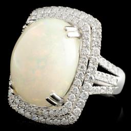 14K Gold 8.45ct Opal & 1.37ctw Diamond Ring