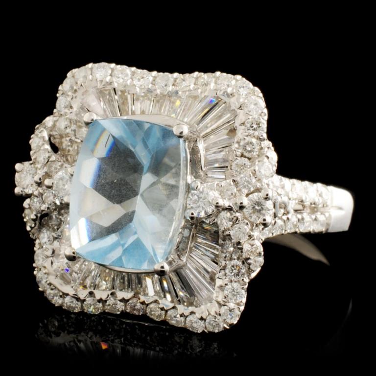 18K Gold 1.94ct Aquamarine & 1.20ctw Diamond Ring