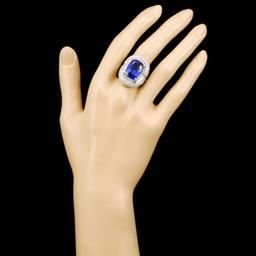 18K Gold 10.92ct Tanzanite & 3.76ctw Diamond Ring