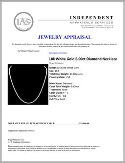 18k White Gold 6.00ct Diamond Necklace