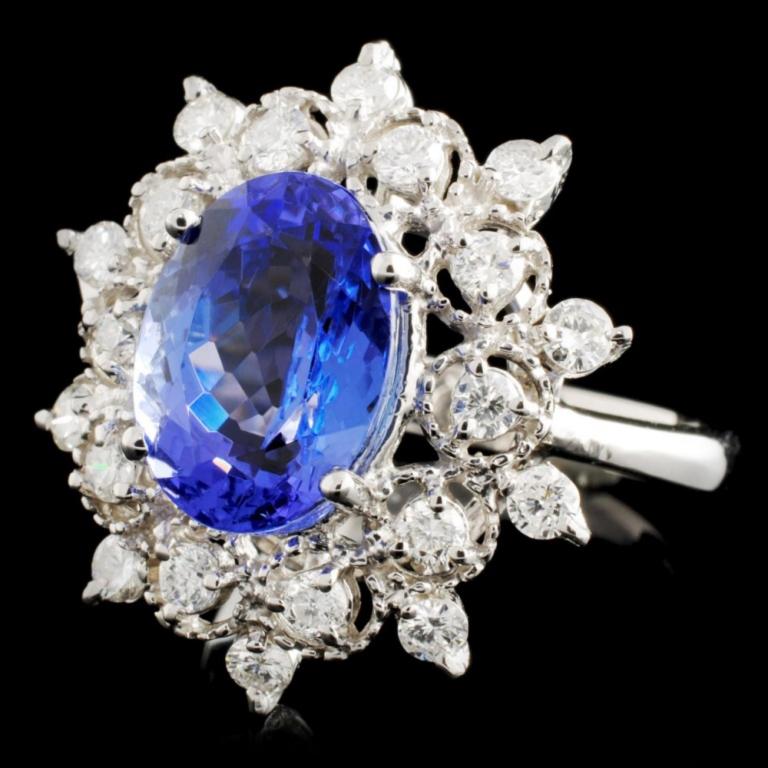 14K Gold 4.36ct Tanzanite & 0.73ctw Diamond Ring