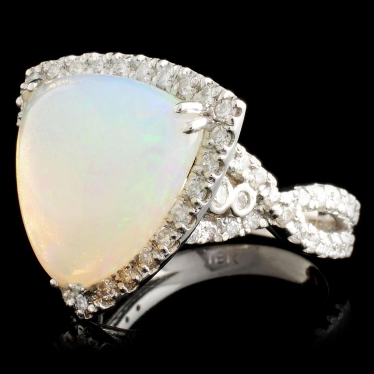 18K Gold 5.66ct Opal & 1.17ctw Diamond Ring