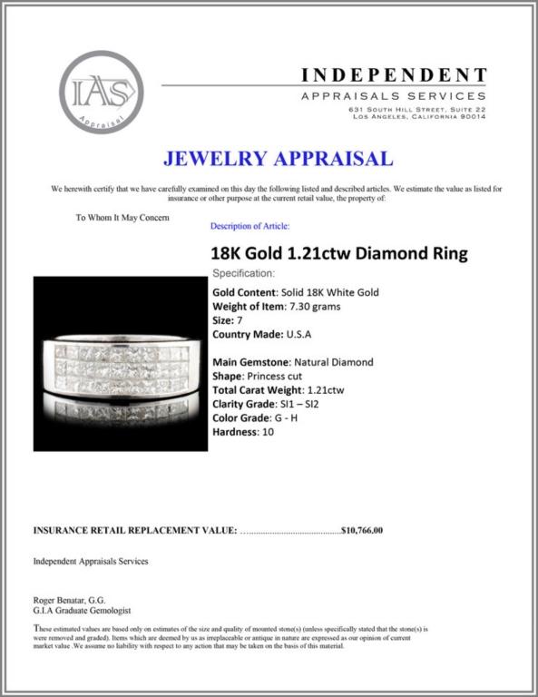 18K Gold 1.21ctw Diamond Ring