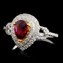 18K White Gold 0.99ct Ruby & 0.45ct Diamond Ring