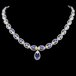 14K Gold 16.85ct Tanzanite & 5.93ctw Diamond Neckl