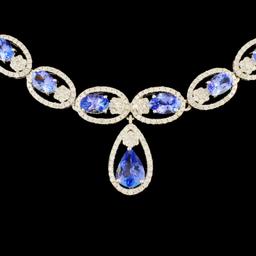 14K Gold 16.85ct Tanzanite & 5.93ctw Diamond Neckl