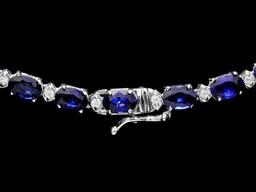 14k Gold 30.00ct Sapphire & 1.00ct Diamond Neckla