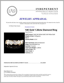 14K Gold 1.20ctw Diamond Ring