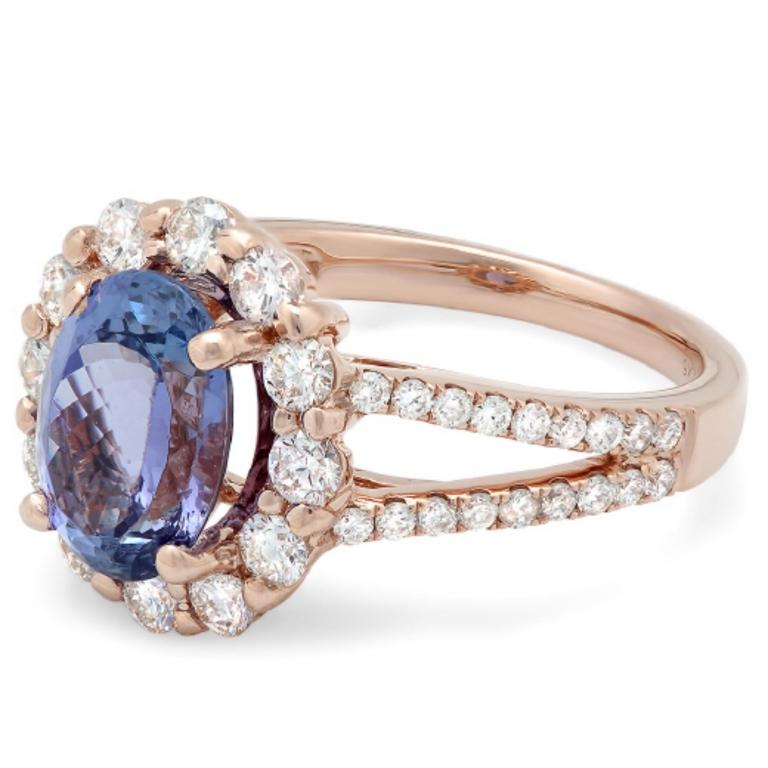 14K Rose Gold 2.50ct Tanzanite & 1.00ct Diamond Ri