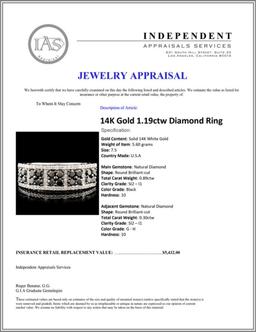 14K Gold 1.19ctw Diamond Ring