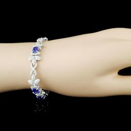 14K Gold 6.28ct Tanzanite & 3.69ctw Diamond Bracel