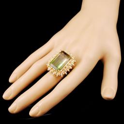 14K Gold 23.74ct Tourmaline & 0.55ctw Diamond Ring