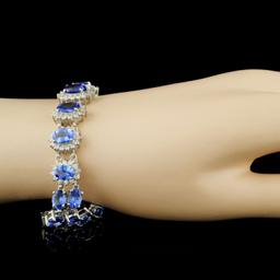 14K Gold 29.40ct Tanzanite & 2.60ctw Diamond Brace