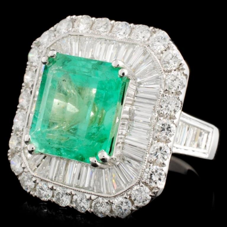 18K Gold 7.27ct Emerald & 3.62ctw Diamond Ring