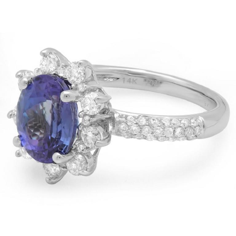 14K Gold 2.50ct Tanzanite & 0.75ct Diamond Ring