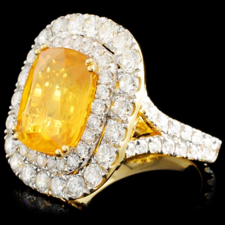 18K Gold 7.66ct Sapphire & 2.99ctw Diamond Ring