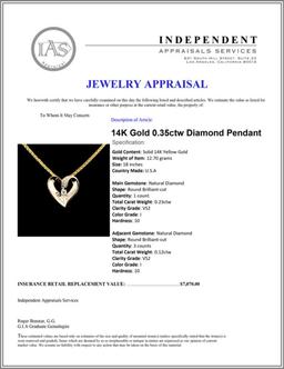 14K Gold 0.35ctw Diamond Pendant