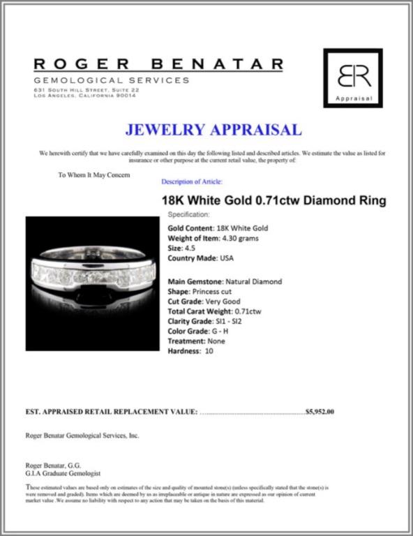 18K White Gold 0.71ctw Diamond Ring