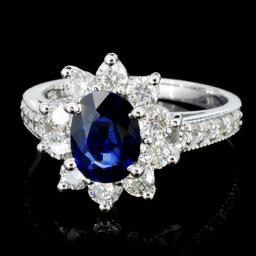 14K Gold 2.00ct Sapphire & 1.00ctw Diamond Ring