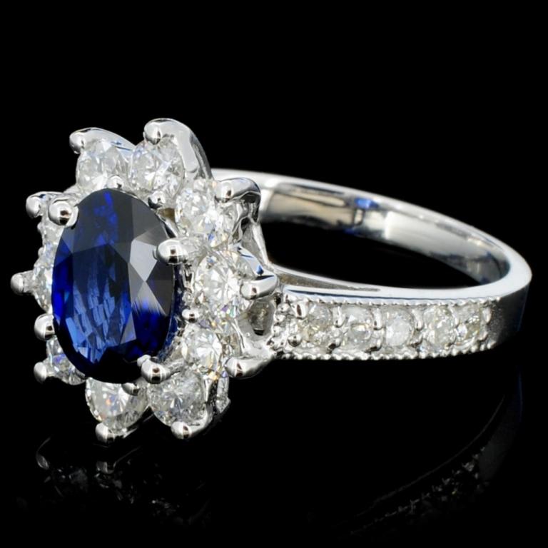 14K Gold 2.00ct Sapphire & 1.00ctw Diamond Ring