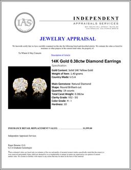 14K Gold 0.38ctw Diamond Earrings