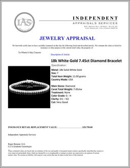 ^18k White Gold 7.45ct Diamond Bracelet