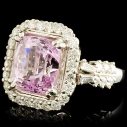 18K Gold 8.23ct Kunzite & 1.35ctw Diamond Ring