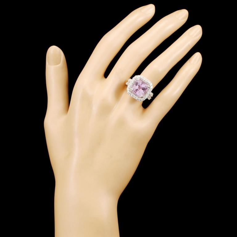 18K Gold 8.23ct Kunzite & 1.35ctw Diamond Ring