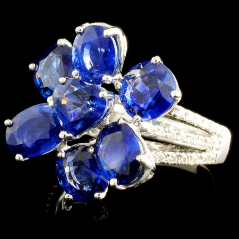 18K Gold 7.74ct Sapphire & 0.23ctw Diamond Ring