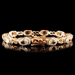 14K Gold 6.95ct Morganite & 0.75ctw Diamond Bracel