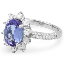 14K Gold 2.50ct Tanzanite & 1.00ct Diamond Ring