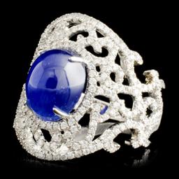 18K Gold 5.39ct Sapphire & 0.95ctw Diamond Ring