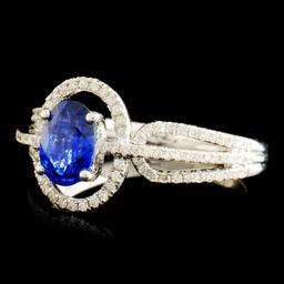 18K Gold 0.861ct Sapphire & 0.32ctw Diamond Ring