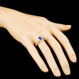 18K Gold 0.861ct Sapphire & 0.32ctw Diamond Ring