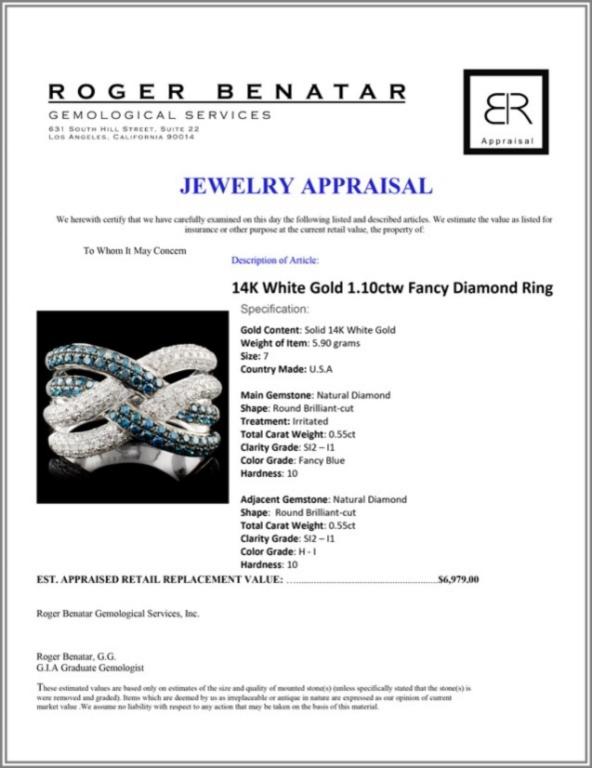 14K White Gold 1.10ctw Fancy Diamond Ring