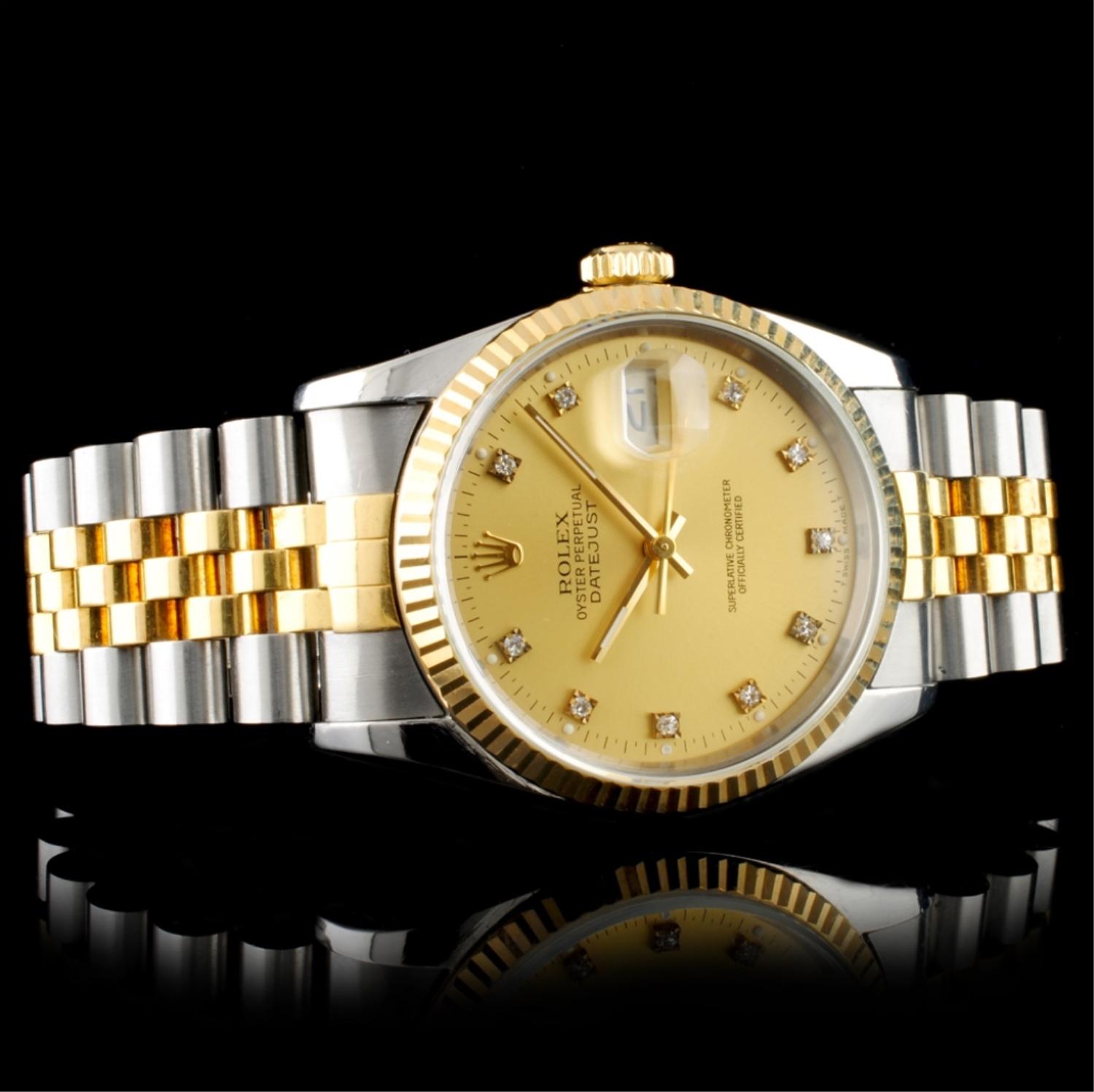 Rolex DateJust YG/SS Diamond 36MM Wristwatch