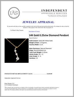 14K Gold 0.25ctw Diamond Pendant
