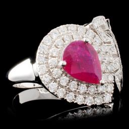 18K White Gold 1.29ct Ruby & 0.98ct Diamond Ring