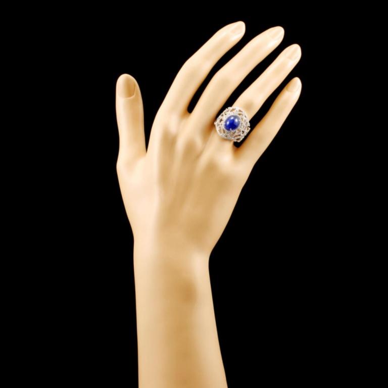 18K Gold 5.39ct Sapphire & 0.95ctw Diamond Ring