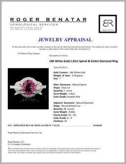 18K White Gold 1.81ct Spinel & 0.64ct Diamond Ring