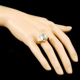 14K Gold 8.01ct Aquamarine & 0.61ctw Diamond Ring