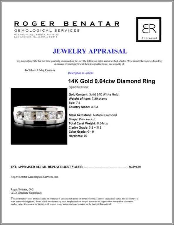 14K Gold 0.64ctw Diamond Ring