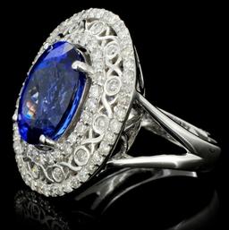 18K Gold 5.79ct Tanzanite & 0.95ct Diamond Ring