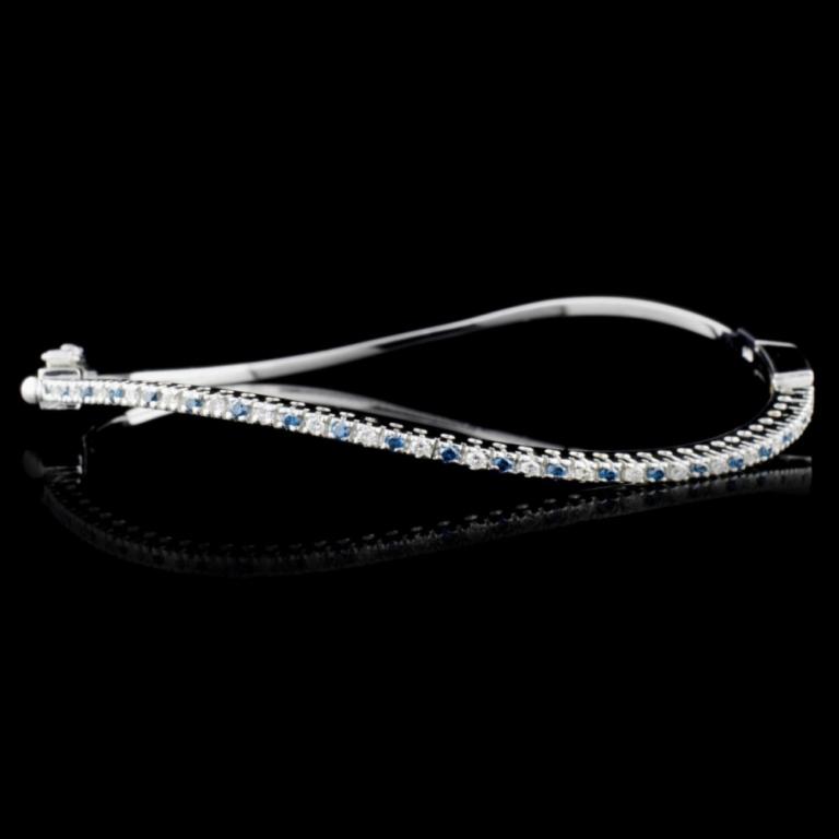 14K White Gold 3.30ctw Fancy Color Diamond Bangle