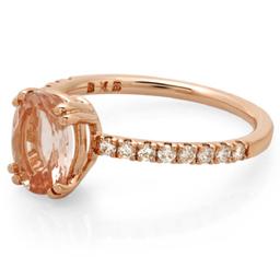 14K Gold 1.00ct Morganite & 0.20ct Diamond Ring